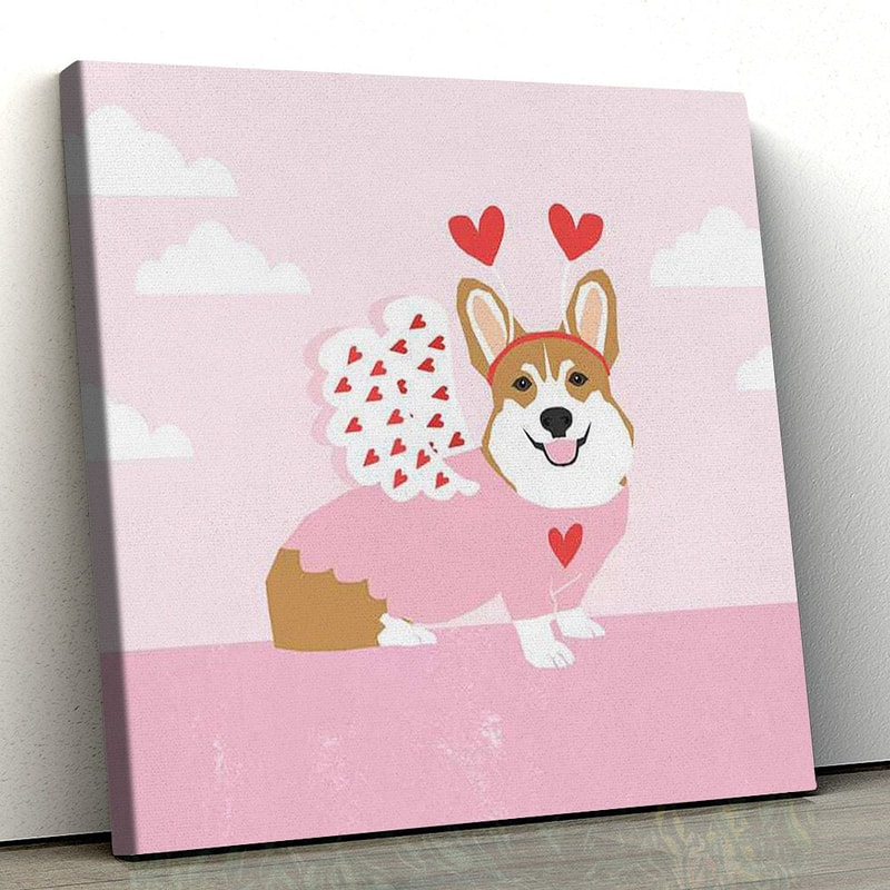 Dog Square Canvas - Corgi Love Bug - Canvas Print - Dog Wall Art Canvas - Dog Poster Printing - Dog Canvas Art - Furlidays.jpg