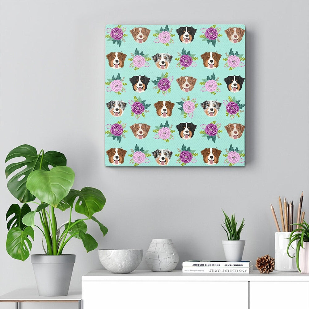 Dog Square Canvas - Dog Wall Art Canvas - Australian Shepherd Dog - Canvas Print - Dog Canvas Art - Furlidays.jpg