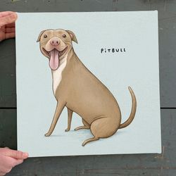dog square canvas, dog wall art canvas, pitbull canvas print, dog poster printing
