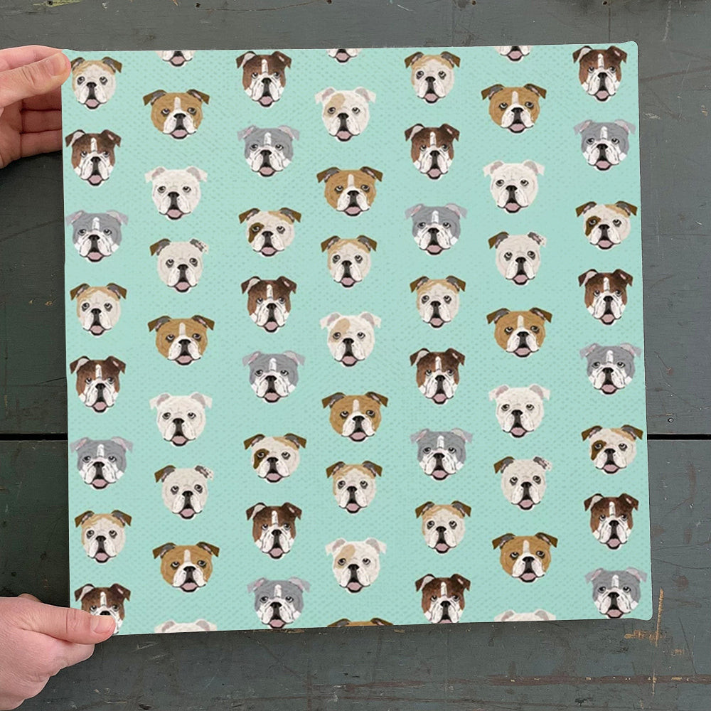 Dog Square Canvas - English Bulldog Pattern - Canvas Print - Dog Canvas Art - Dog Wall Art Canvas - Furlidays.jpg