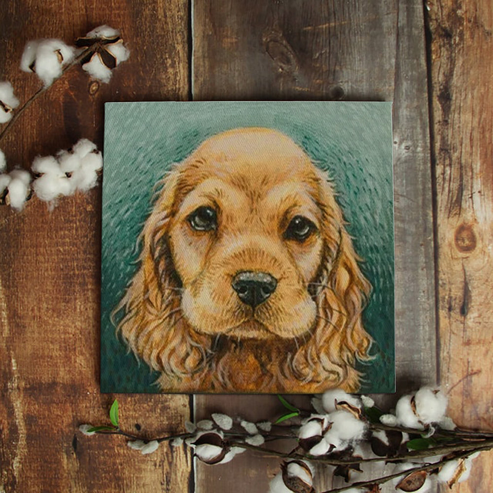Dog Square Canvas - English Cocker Spaniel Painting Canvas - Dog Wall Art Canvas - Furlidays.jpg