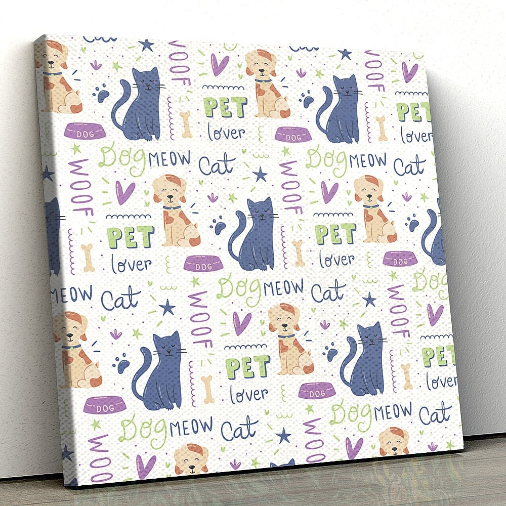 Dog Square Canvas - Fantastic Colorful Doodle With Dogs - Canvas Pictures - Dog Painting Posters - Furlidays.jpg