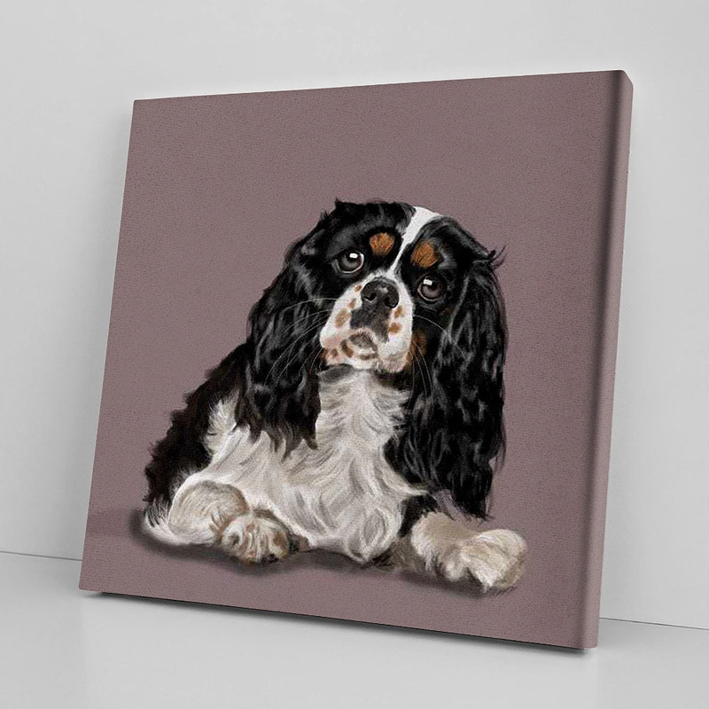 Dog Square Canvas - King Charles Big Eyes - Canvas Print -Dog Wall Art Canvas - Dog Poster Printing - Dog Canvas Art - Furlidays.jpg