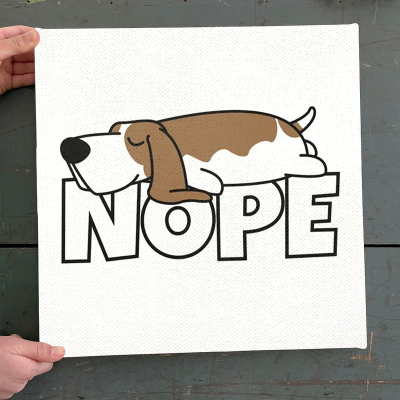 Dog Square Canvas - Nope - Basset Hound - Canvas Print - Dog Painting Posters - Dog Canvas Art - Furlidays.jpg