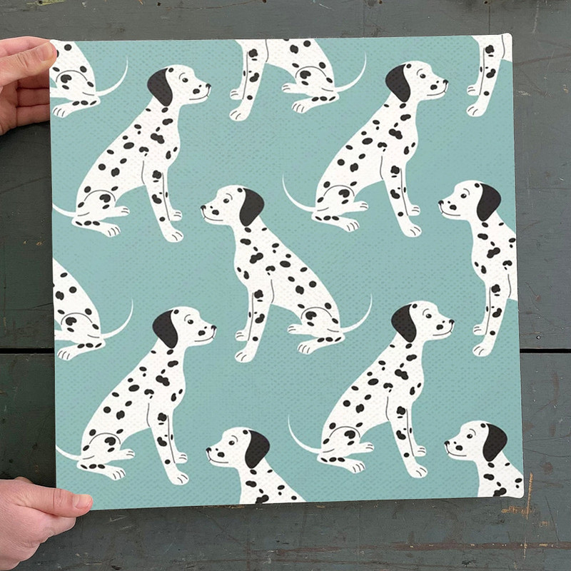 Dog Square Canvas - Seamless Pattern With Cute Dalmatian - Canvas Print - Dog Canvas Print - Dog Wall Art Canvas - Furlidays.jpg