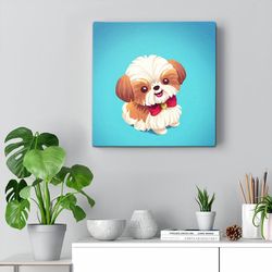 dog square canvas, shih tzu love, canvas print, dog painting posters