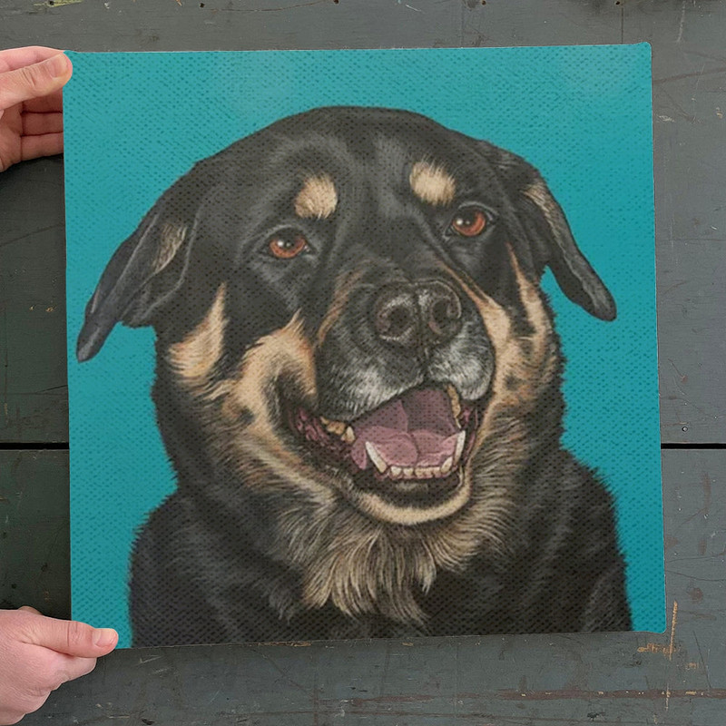 Dog Square Canvas - Smiling Rottweiler Painting - Canvas Print - Dog Wall Art Canvas - Dog Canvas Print - Furlidays.jpg