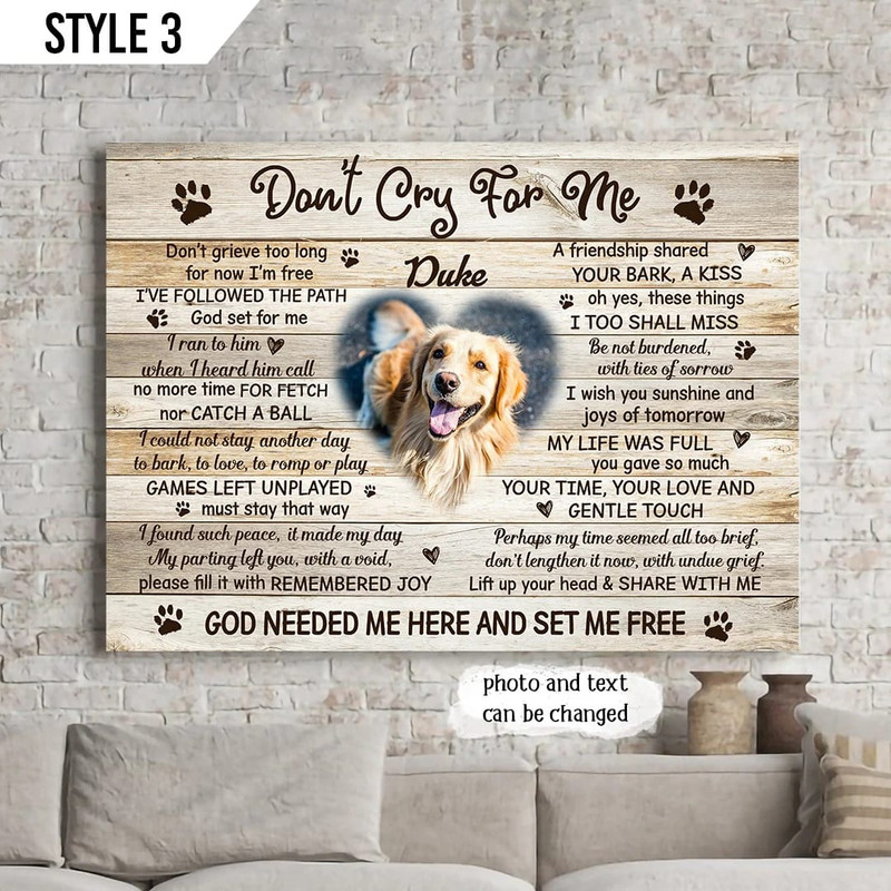 Don't Cry For Me Dog Horizontal Canvas Poster - Poster To Print - Dog Memorial Dog Memorial Gift.jpg