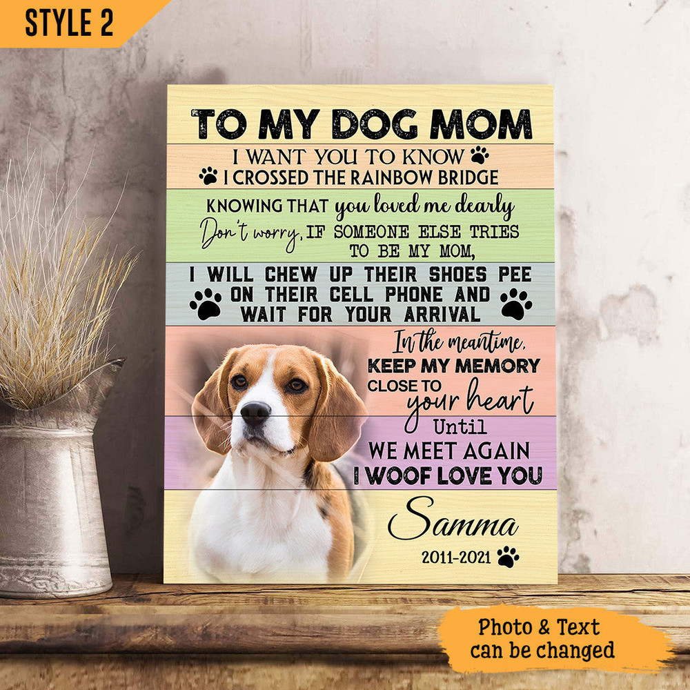 I Crossed The Rainbow Bridge Knowing That You Loved Me Dearly Dog Personalized Canvas - Wall Art Canvas - Dog Memorial Gift.jpg