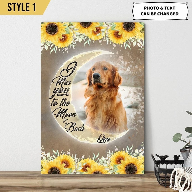 I Miss You To The Moon And Back Dog Matte Personalized Canvas - Wall Art Canvas - Gift For Dog Lovers.jpg