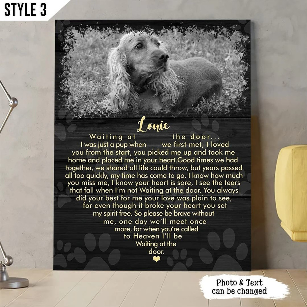 I'll Be Waiting At The Door Dog Poem Art On Personalized Canvas - Printable Vertical Canvas Poster - Dog Lovers Gifts for Him or Her.jpg
