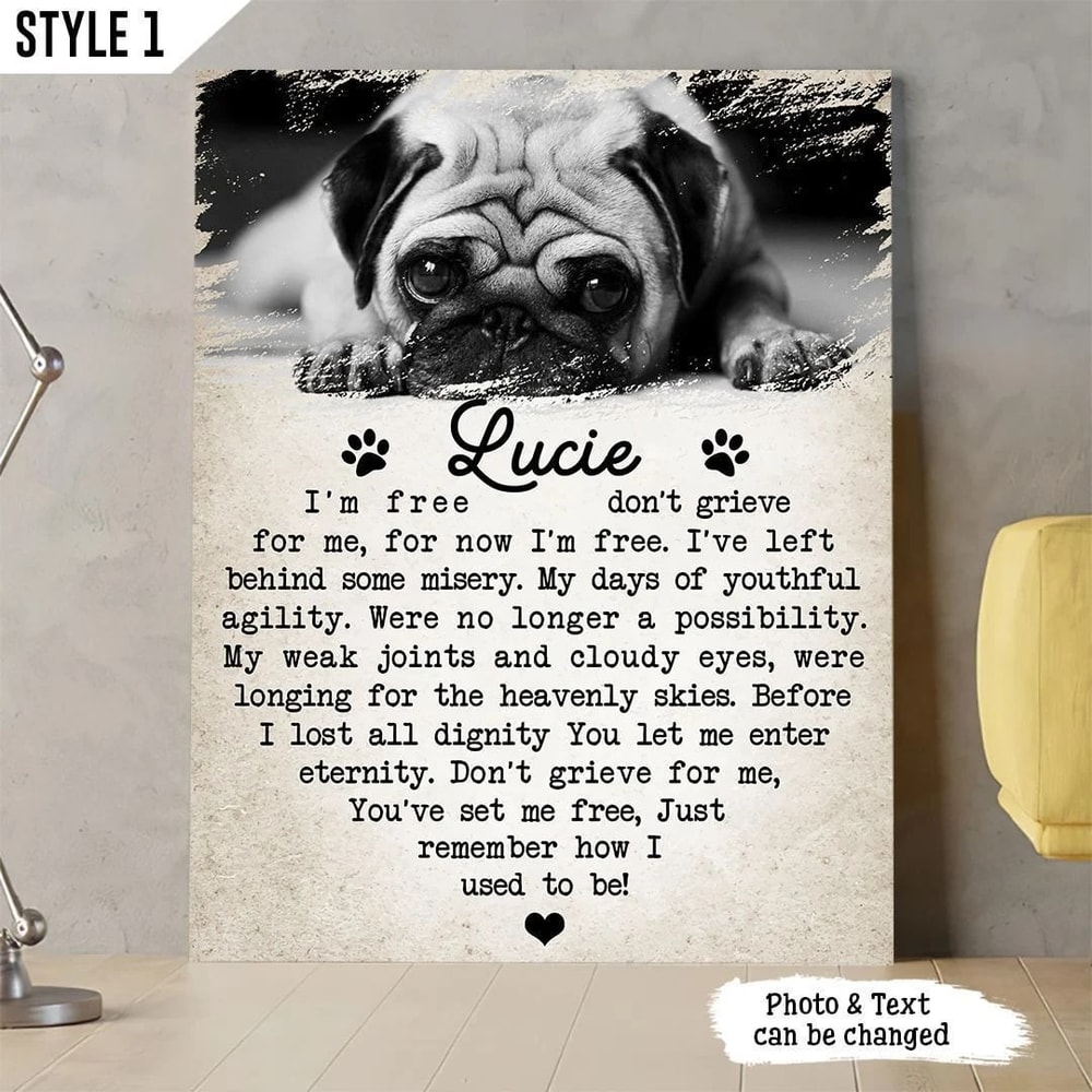 I'm Free Don't Grieve For Me For Now I'm Free Dog Personalized Vertical Canvas - Wall Art Canvas - Gift For Dog Lovers.jpg