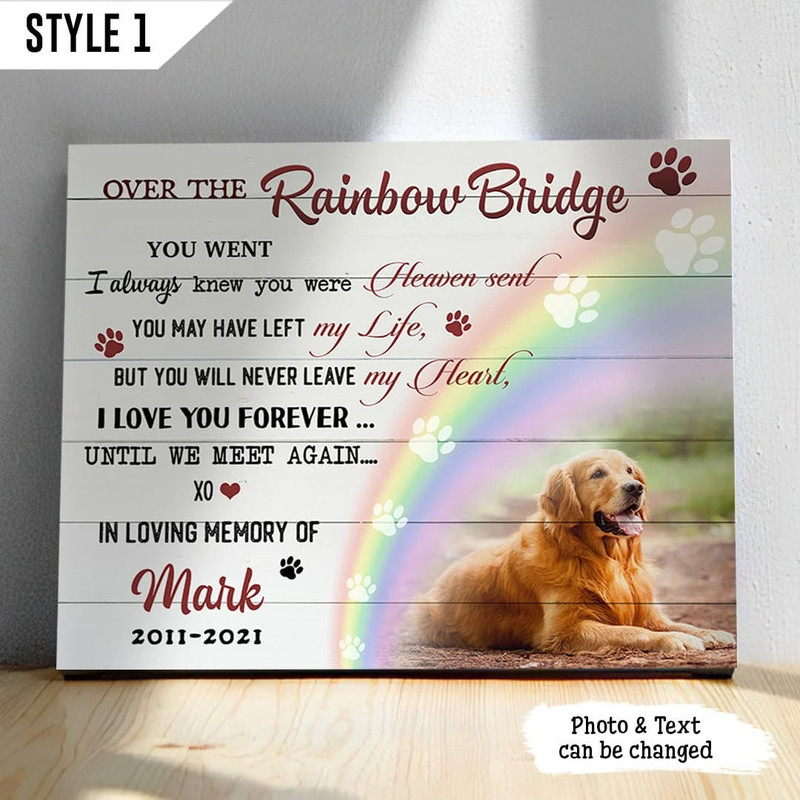 Over The Rainbow Bridge Dog Personalized Horizontal Canvas - Wall Art Canvas - Gift For Dog Lovers.jpg