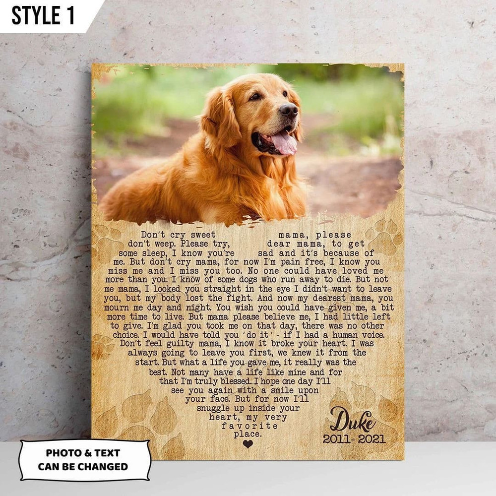 Personalized Poster & Canvas Don't Cry Sweet Mama Dog Poem Canvas Poster - Dog Memorial Gift For Dog Mom.jpg