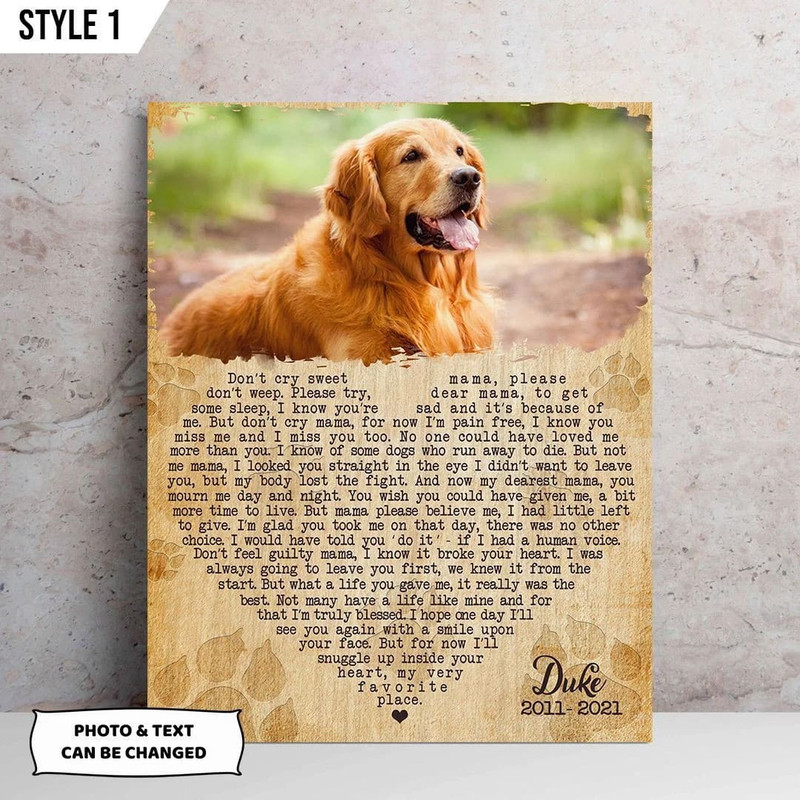 Personalized Poster & Canvas Don't Cry Sweet Mama Dog Poem Canvas Poster - Dog Memorial Gift For Dog Mom.jpg