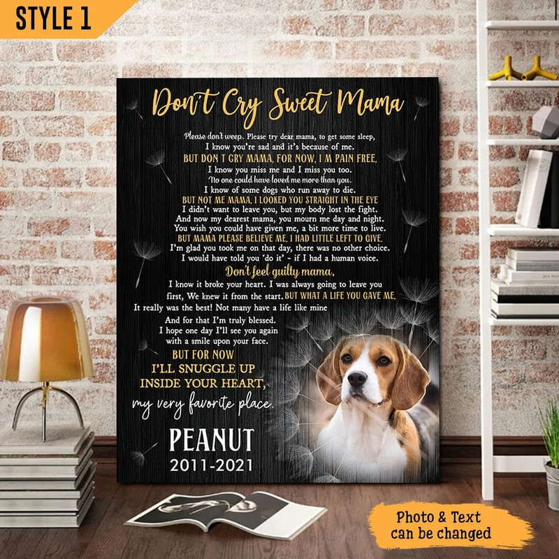 Personalized Poster & Canvas Don't Cry Sweet Mama Dog Poem Printable Vertical Canvas - Gift For Dog Mom.jpg