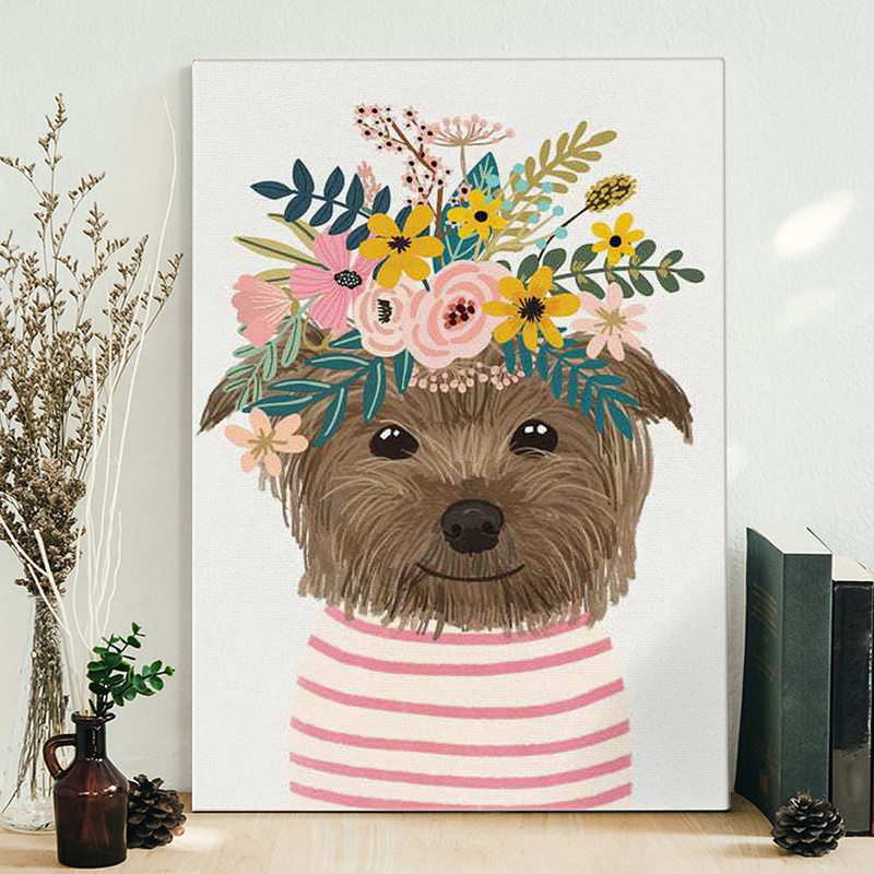 Portrait Canvas - Yorkshire Flowers - Canvas Print - Dog Poster Printing - Dog Wall Art Canvas - Furlidays.jpg