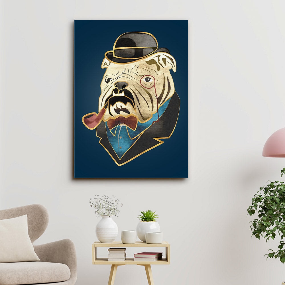 Pug With Pipe - Dog Pictures - Dog Canvas Poster - Dog Wall Art - Gifts For Dog Lovers - Furlidays.jpg