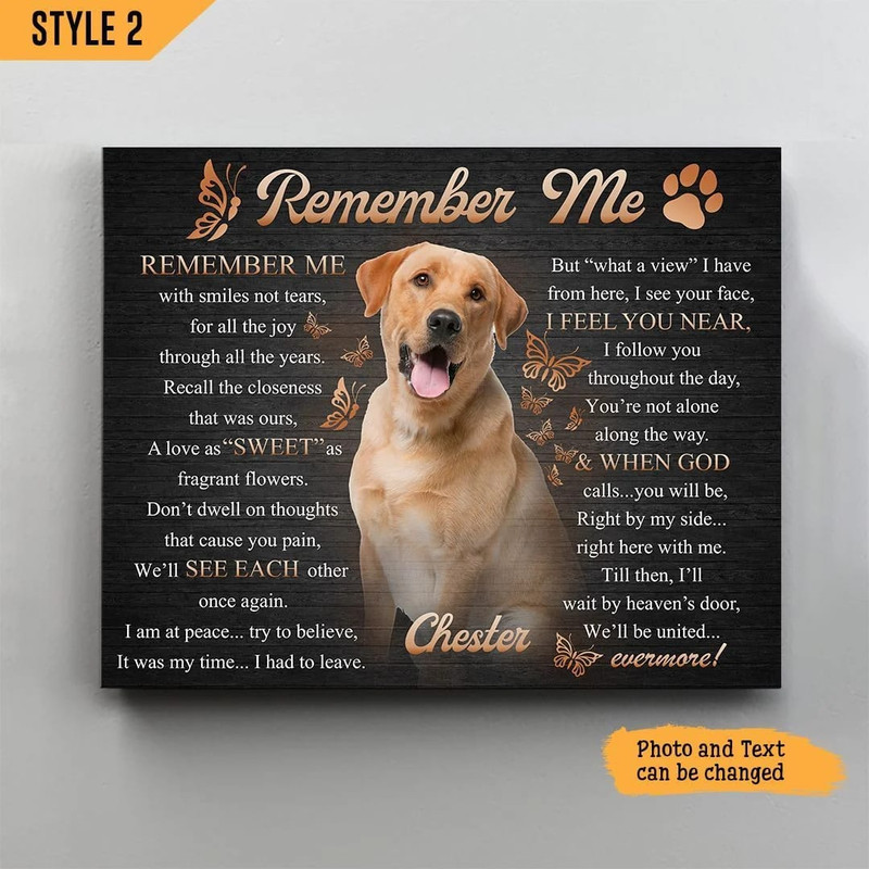 Remember Me With Smiles Not Tears Dog Horizontal Personalized Canvas Poster - Dog Memorial Gift.jpg