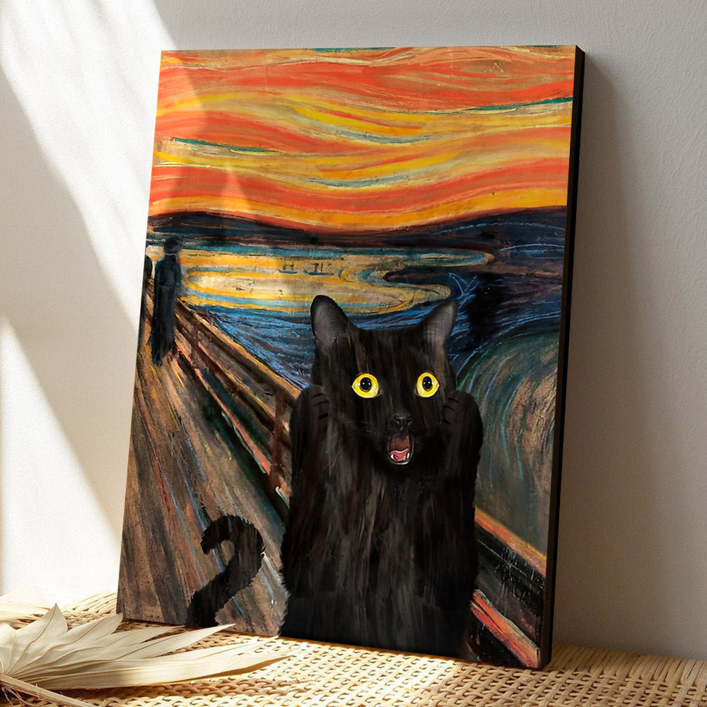 The Scream Black Cat - Black Cat Pictures - Black Cat Canvas Poster - Black Cat Wall Art - Gifts For Cat Lovers - Furlidays.jpg