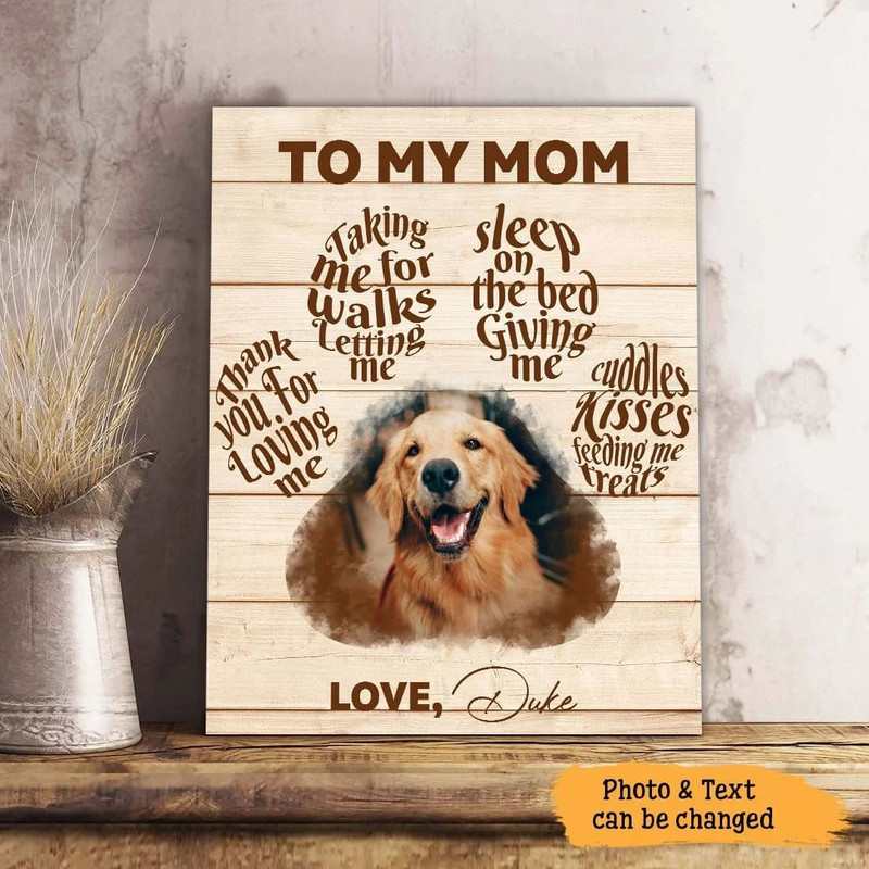 To My Mom Dog Thank You For Loving Me Dog Vertical Personalized Canvas - Wall Art Canvas - Gift For Dog Lovers.jpg