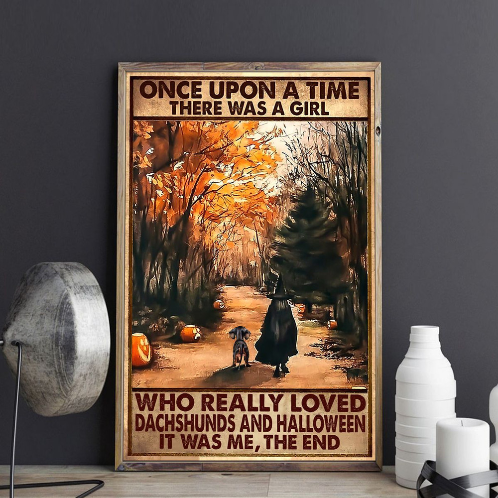 Who Really Loved Dachshunds And Halloween Poster - Dog Canvas Wall Art - Dog Lovers Gifts For Him Or Her.jpg