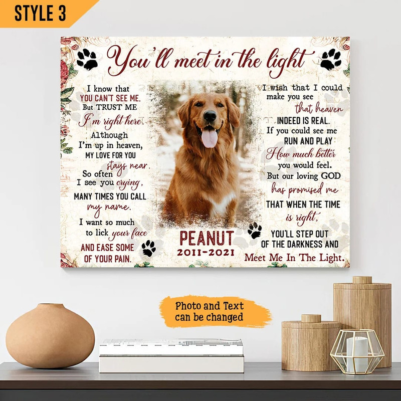You'll Meet Me In The Light Dog Poem Printable Horizontal Personalized Canvas - Wall Art Canvas - Dog Memorial Gift.jpg