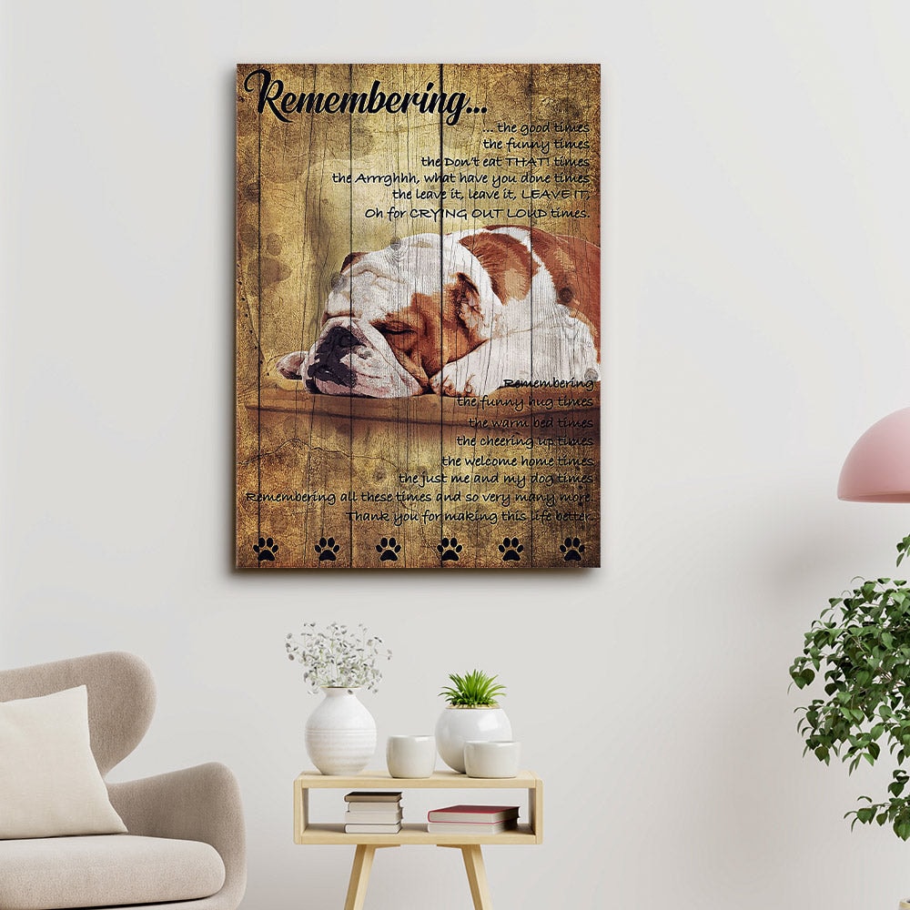 Bulldog Art - Remembering - Dog Pictures - Dog Canvas Poster - Dog Wall Art - Gifts For Dog Lovers - Furlidays.jpg