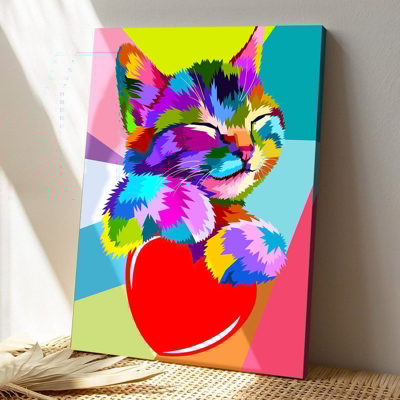 Cat Heart Pop Art - Cat Pictures - Cat Canvas Poster - Cat Wall Art - Gifts For Cat Lovers - Furlidays.jpg