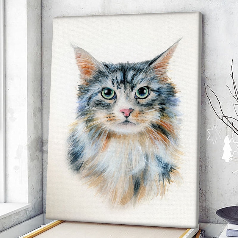 Cat Portrait Canvas - Watercolor Cat Painting - Cat Wall Art Canvas - Cats Canvas Print - Furlidays.jpg