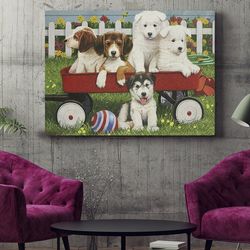 dog landscape canvas, puppy play date, canvas print, dog painting posters, dog wall art canvas