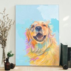 dog portrait canvas, golden smile, canvas print, dog poster printing
