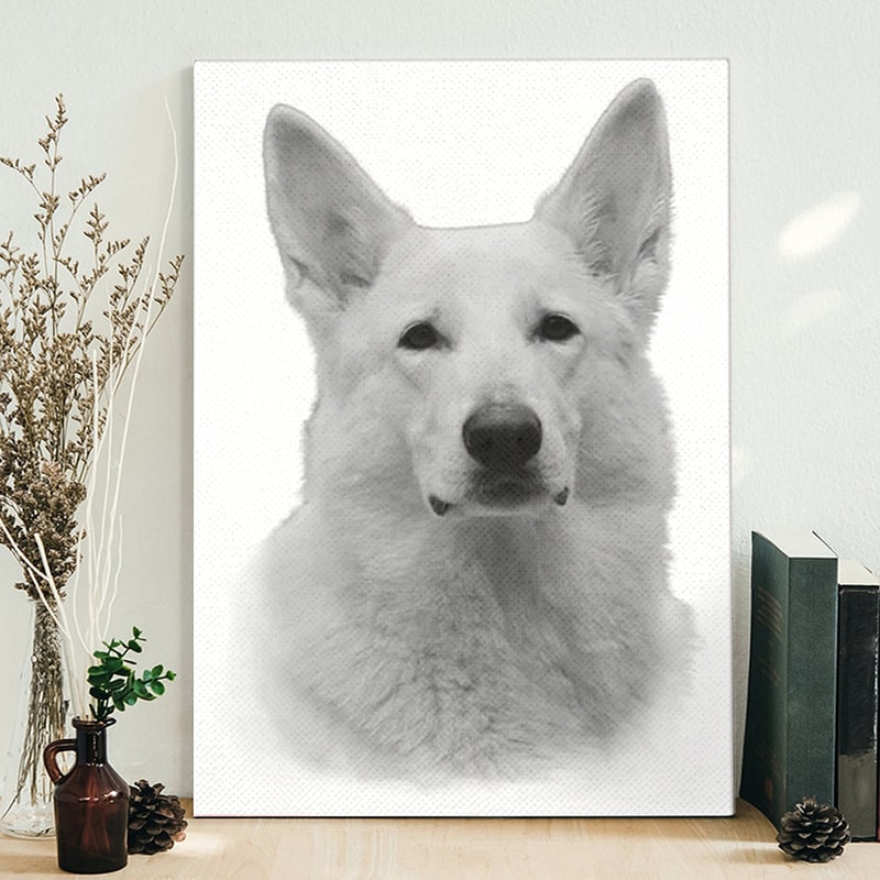 Dog Portrait Canvas - White German Shepherd - Dog Painting Posters - Canvas Print - Canvas With Dogs On It - Furlidays.jpg