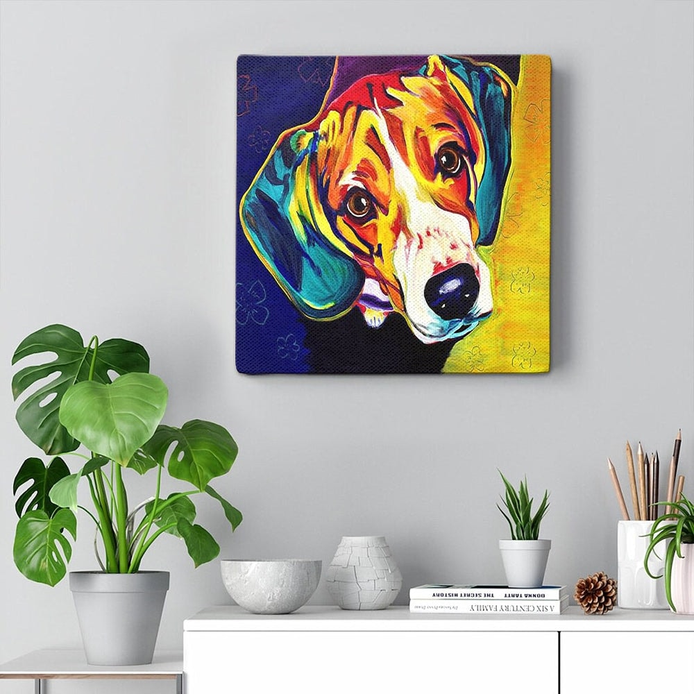 Dog Square Canvas - Beagle - Canvas Print - Dog Canvas Art - Canvas With Dogs On It - Dog Painting Posters - Dog Canvas Print - Furlidays.jpg