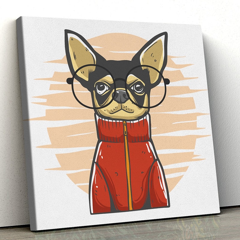 Dog Square Canvas - Chiahuahua With Glasses - Dog Canvas Pictures - Dog Painting Posters - Canvas Prints - Dog Wall Art Canvas - Furlidays.jpg