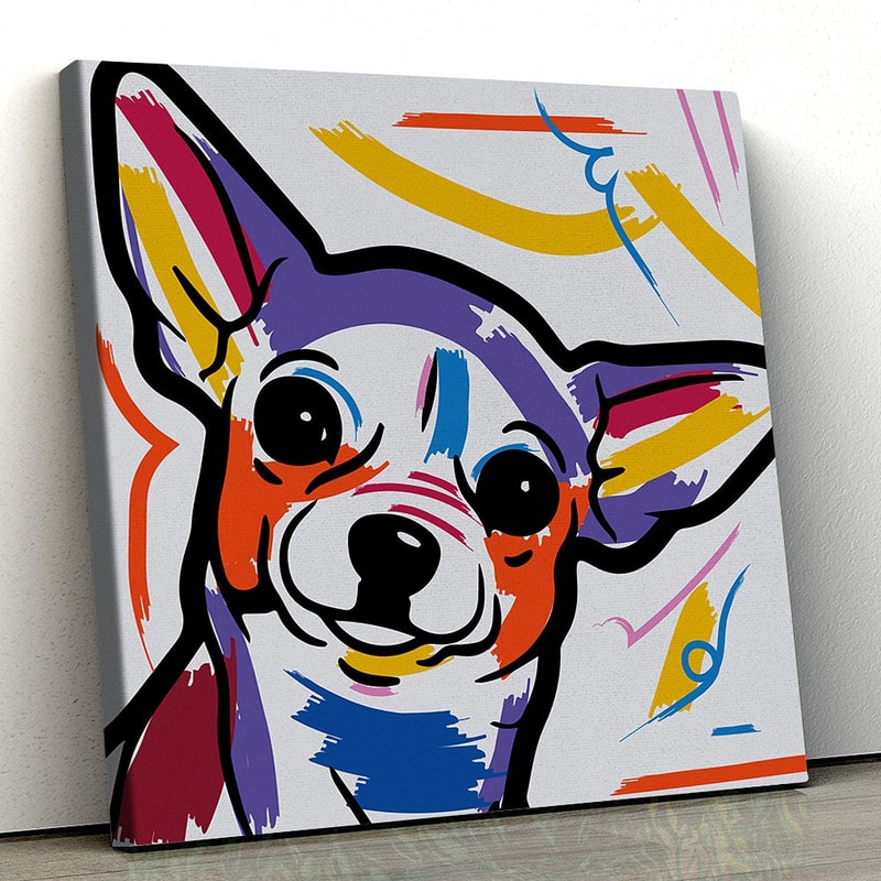 Dog Square Canvas - Colorful Artistic Chihuahua - Dog Poster Printing - Dog Canvas Art - Canvas With Dogs On It - Dog Wall Art Canvas - Furlidays.jpg