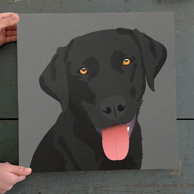 Dog Square Canvas - Cute Black Labrador - Canvas Print - Dog Canvas Print - Dog Wall Art Canvas - Furlidays.jpg