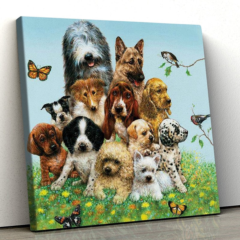 Dog Square Canvas - Dog Canvas - Puppies - Canvas Print - Dog Wall Art Canvas - Dog Poster Printing - Dog Canvas Art - Furlidays.jpg