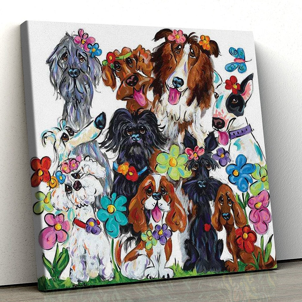 Dog Square Canvas - Garden Of Sunny Delight - Canvas Print - Dog Wall Art Canvas - Dog Canvas Art - Dog Poster Printing - Furlidays.jpg