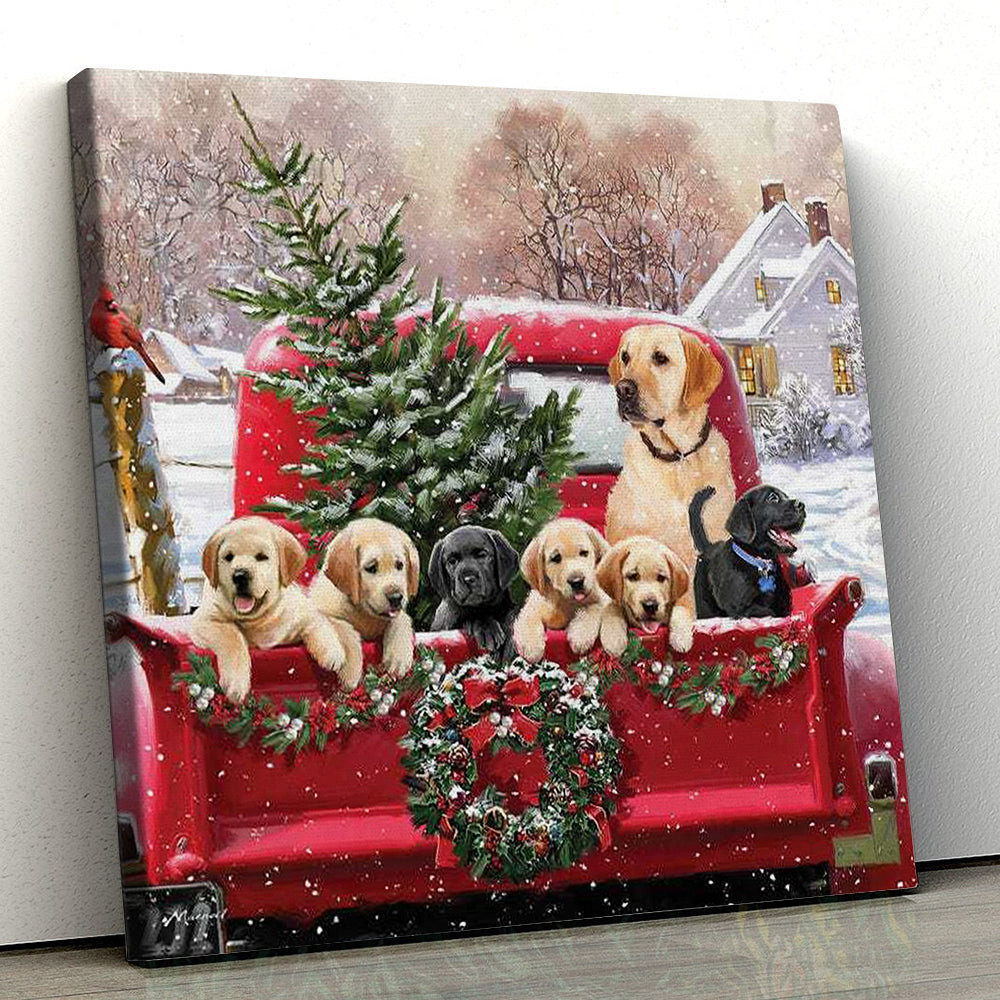 Dog Square Canvas - Labrador Truck - Canvas Print - Dog Canvas Art - Canvas With Dogs On It - Dog Wall Art Canvas - Furlidays.jpg