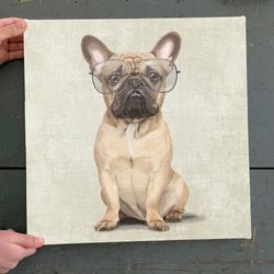 dog square canvas, mr french bulldog, canvas print, dog painting posters