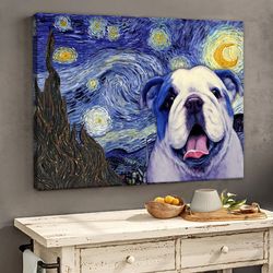 english bulldog poster & matte canvas, dog wall art prints, canvas wall art decor