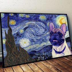 french bulldog poster & matte canvas, dog wall art prints, painting on canvas