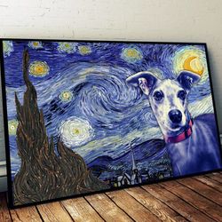 italian greyhound poster & matte canvas, dog wall art prints, painting on canvas