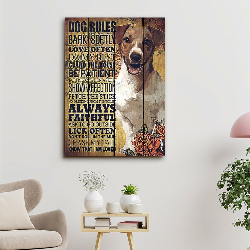 Jack Russell Art - Dog Rules - Dog Pictures - Dog Canvas Poster - Dog Wall Art - Gifts For Dog Lovers - Furlidays.jpg