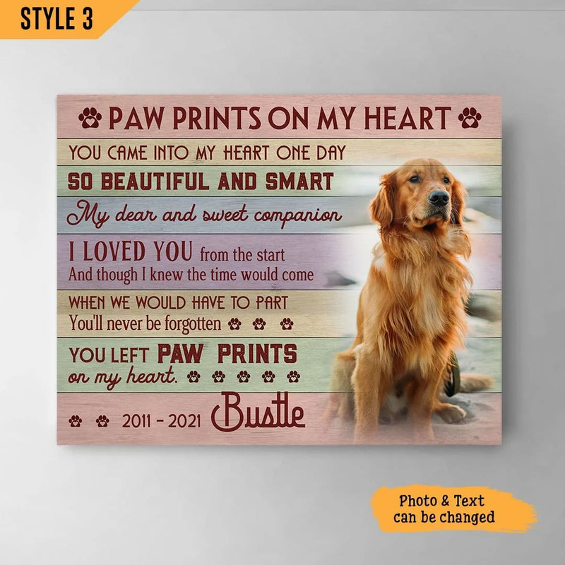 Paw Prints On My Heart Dog Personalized Horizontal Canvas - Wall Art Canvas - Gifts for Dog Mom.jpg