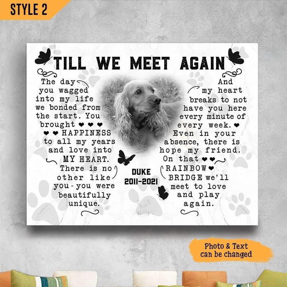 Till We Meet Again Dog Horizontal Canvas Poster - Personalized Art On Canvas - Framed Print Butterfly Shape.jpg