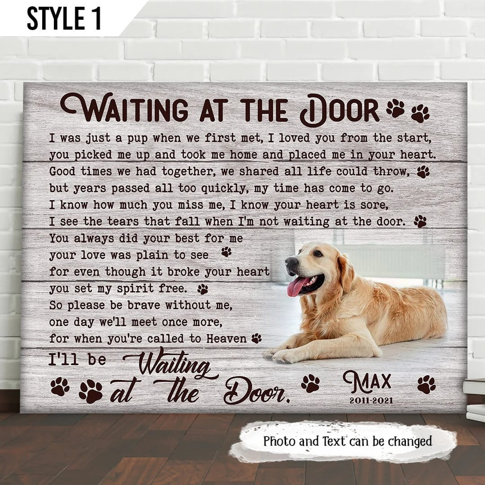 Waiting At The Door Dog Horizontal Canvas Poster Framed Print Personalized Dog Memorial Gift For Dog Lovers.jpg