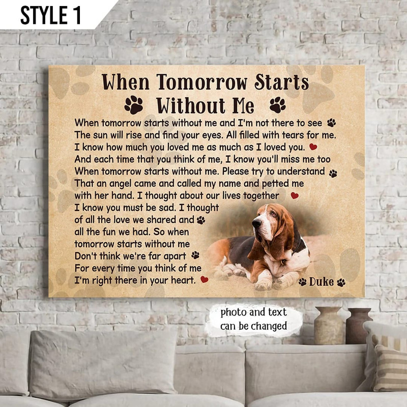 When Tomorrow Starts Without Me Dog Personalized Horizontal Canvas - Wall Art Canvas - Dog Memorial Gift.jpg