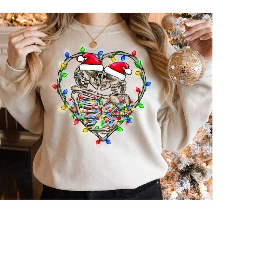 Christmas Skeleton Heart Shirt, Santa Skull Shirt, Skeleton Valentines Xmas Shirt, Funny Skull Shirt, Christmas Sweatshi.jpg